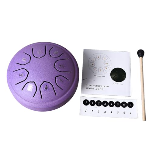 Trommel aus Kohlenstoffstahl, 8-Note-Handpan-Instrument, C-Trommel für Meditationsmeditation, tragbare Stahlzungentrommel, Anfänger-Percussion-Instrument, Mini-Handpan für (Violett) von Loboo Idea