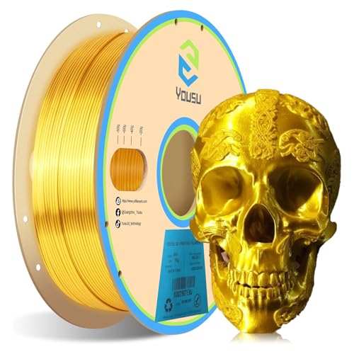 YOUSU Silk PLA Filament 3D Printer 1.75mm Gold Metallic Effect Good Adhesion 1kg (Gold) von Loboo Idea