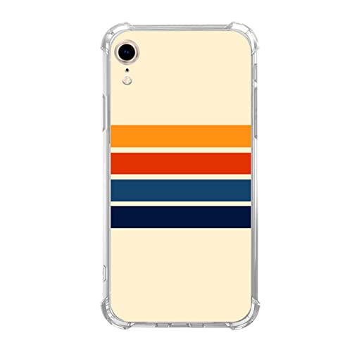 Beige Retro Vintage Streifen Hülle Kompatibel mit iPhone XR, Klassische minimalistische ästhetische Streifen Hülle für iPhone XR für Teenager Männer und Frauen, Trendy Cool TPU Bumper Cover Case von Lobtseyrem