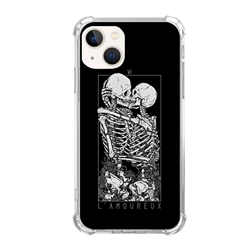 Kissing Skull Couple Case Compatible with iPhone 13, Skull Skeleton Lovers Valentine Case for iPhone 13 for Teens Men and Women, Trendy Cool TPU Bumper Cover Case von Lobtseyrem