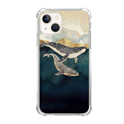 Lobtseyrem Ocean Whale Hülle Kompatibel mit iPhone 14, Cool Sea Whale Hülle für iPhone 14, Trendy Cool TPU Bumper Cover Case von Lobtseyrem