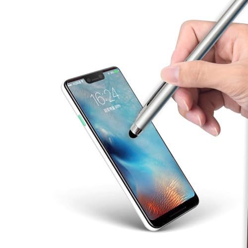 2in1 Touch Pen Kugelschreiber Eingabestift Stylus Pen für Tablet PC & Smartphone Handy Display Eingabestift (1 Stück) (Silber) von Lobwerk