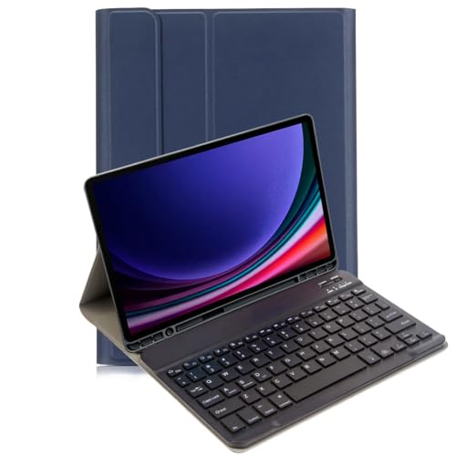 Lobwerk 2in1 Set Bluetooth Tastatur in Schwarz mit Beleuchtung + Hülle für Samsung Tab S9 2023 SM-X710/X716B/X718U Tab S9 FE SM-X510/X516 11 Zoll Case Schutzhülle Standfunktion Sleep and Wake von Lobwerk