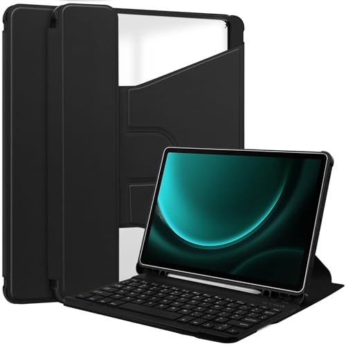 Lobwerk 2in1 Set Bluetooth Tastatur in Weiß + Hülle für Samsung Tab S9+ Plus FE X610/X616 2023 12.4 Zoll Case Schutzhülle Standfunktion Sleep and Wake von Lobwerk