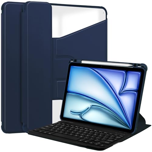 Lobwerk 3in1 Bluetooth Tastatur (Schwarz) + Maus (Schwarz) + Cover für Apple iPad Air 11 M2 6. Generation 11 Zoll Case Schutz Hülle Tasche Keyboard von Lobwerk