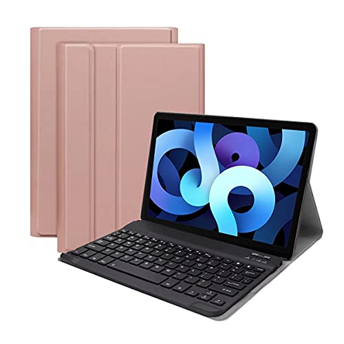 Lobwerk 3in1 Bluetooth Tastatur (Schwarz) + Maus + Cover für Apple iPad Air 2020/2022 4./5. Generation 10.9 Zoll Case Schutz Hülle Tasche Keyboard von Lobwerk
