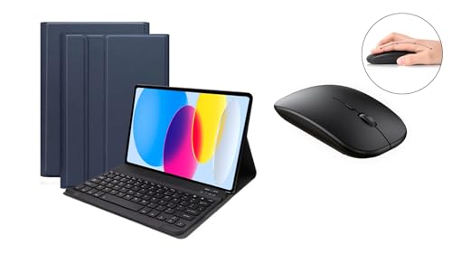 Lobwerk 3in1 Bluetooth Tastatur (Schwarz mit Beleuchtung) + Maus + Cover für Apple iPad 10. Gen 2022 10.9 Zoll Case Schutz Hülle Tasche Keyboard von Lobwerk