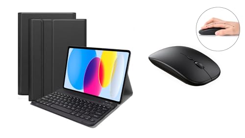 Lobwerk 3in1 Bluetooth Tastatur (Weiß) + Maus + Cover für Apple iPad 10. Gen 2022 10.9 Zoll Case Schutz Hülle Tasche Keyboard von Lobwerk
