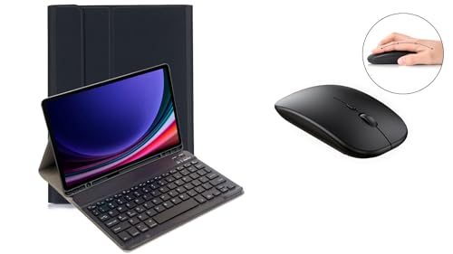 Lobwerk 3in1 Bluetooth Tastatur (Weiß) + Maus + Cover für Samsung Galaxy Tab S9 2023 SM-X710/X716B/X718U Tab S9 FE SM-X510/X516 11 Zoll Case Schutz Hülle Tasche Keyboard von Lobwerk