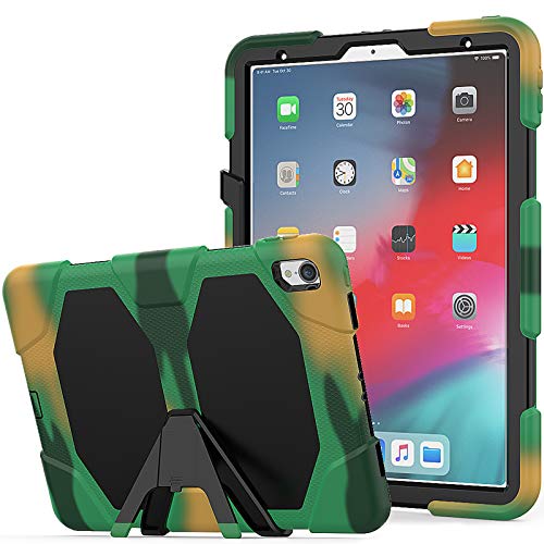 Lobwerk 3in1 Tasche für Apple iPad Pro 11 2018 (A1980/A2013/A1934/A1979) Panzerhülle mit Displayschutzfolie + Gestell Camouflage von Lobwerk