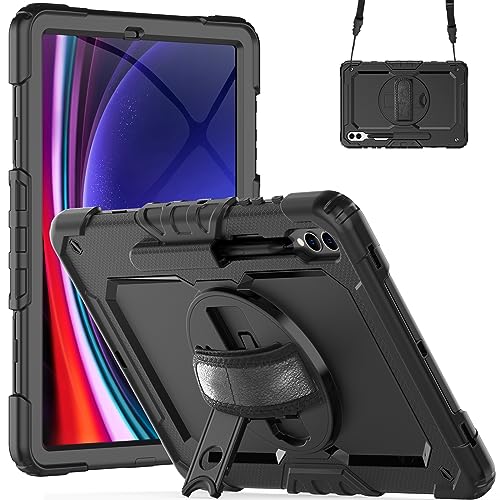 Lobwerk 4in1 Hülle mit Trageschleife für Samsung Galaxy Tab S9+ Plus 2023 SM-X810 SM-X816B SM-X818U 12.4 Zoll Outdoor Cover Schutz + Ständer von Lobwerk