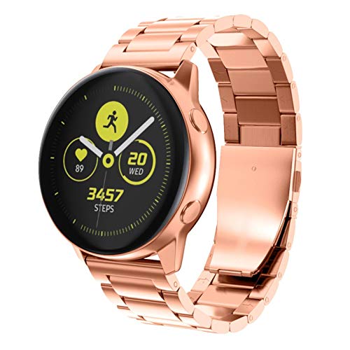 Lobwerk Armband aus Metall für Samsung Galaxy Watch/Active 2 / Gear Sport S2 Classic (20 mm) Smartwatch Uhrenarmband Ersatzarmband (Bronze/Rose Gold) von Lobwerk
