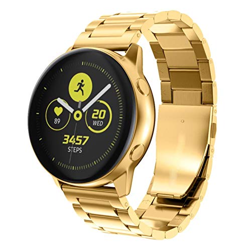 Lobwerk Armband aus Metall für Samsung Galaxy Watch/Active 2 / Gear Sport S2 Classic (20 mm) Smartwatch Uhrenarmband Ersatzarmband (Gold) von Lobwerk