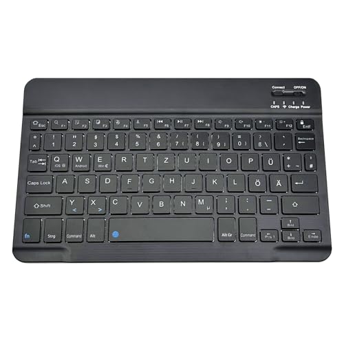 Lobwerk Bluetooth Tastatur Keyboard kabellos USB für ALLE iOS Windows Android Tablets (Schwarz) von Lobwerk