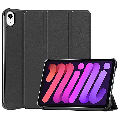 Lobwerk Hülle für Apple iPad Mini 6 2021 6. Generation 8.3 Zoll Smart Cover Etui mit Standfunktion und Auto Sleep/Wake Funktion Schwarz von Lobwerk