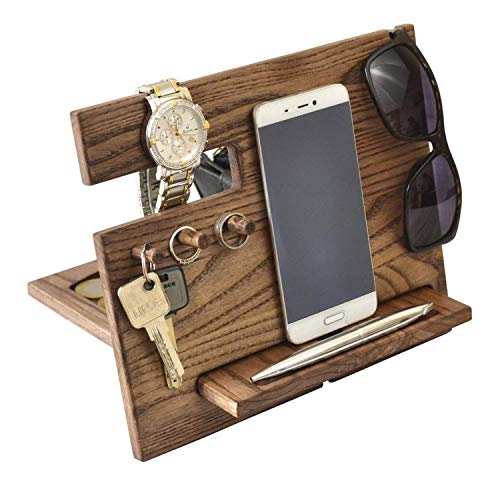 Lobwerk Tablet Handy Organizer Ständer Halterung Dockingstation Holz Samsung Apple Watch Geschenk Geburtstag Docking von Lobwerk
