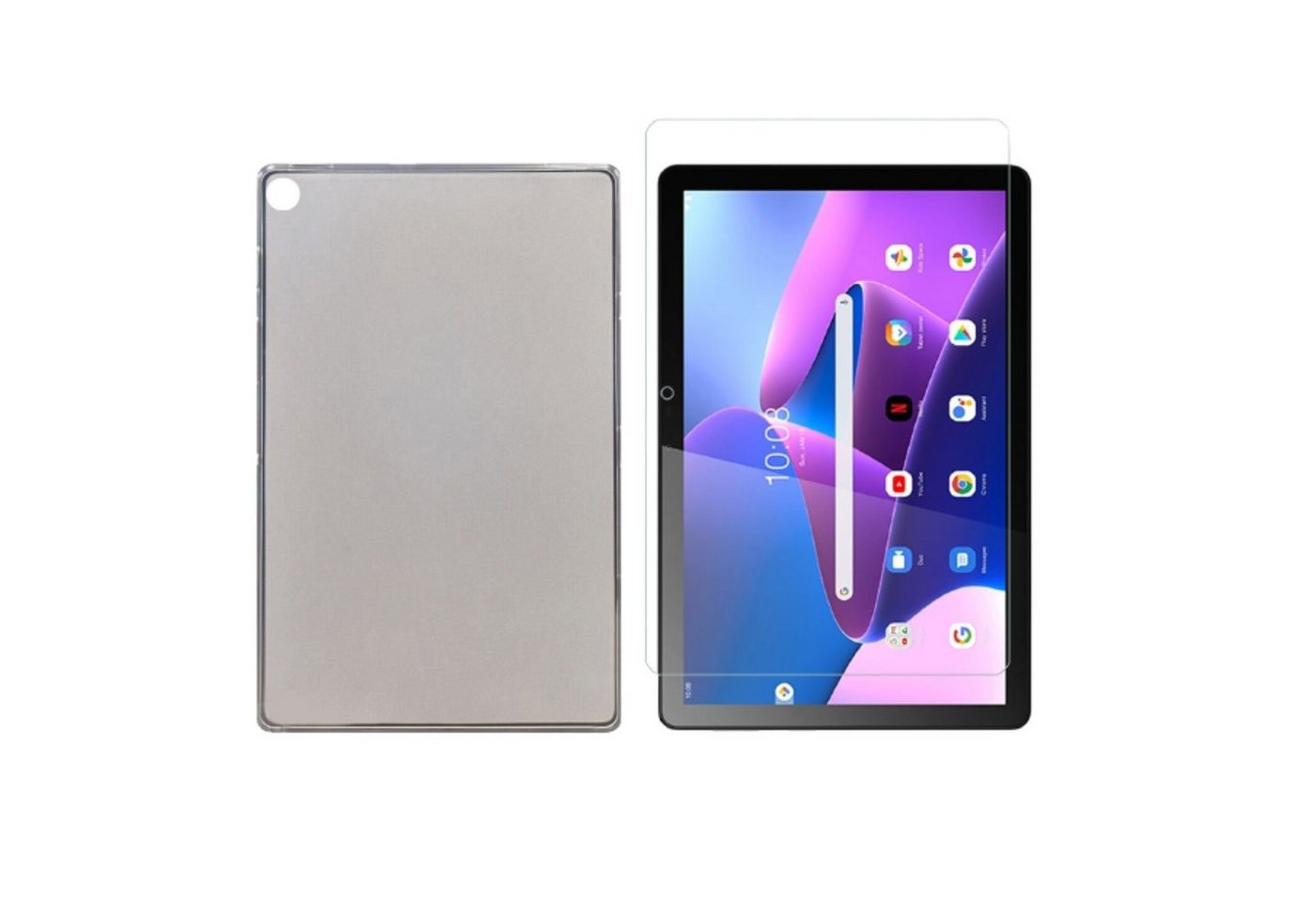 Lobwerk Tablet-Hülle 2in1 Set (Hülle + Glas) für Lenovo Tab M10 3. Gen 2022 TB-328F, Sturzdämpfung, Flexibel, Waschbar von Lobwerk