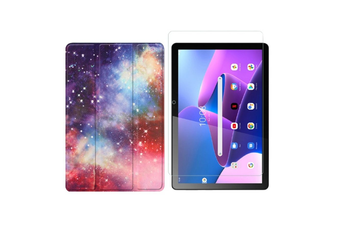 Lobwerk Tablet-Hülle 2in1 Set (Hülle + Glas) für Lenovo Tab M10 Plus 3. Generation 2022, Wake & Sleep Funktion, Sturzdämpfung, Aufstellfunktion von Lobwerk