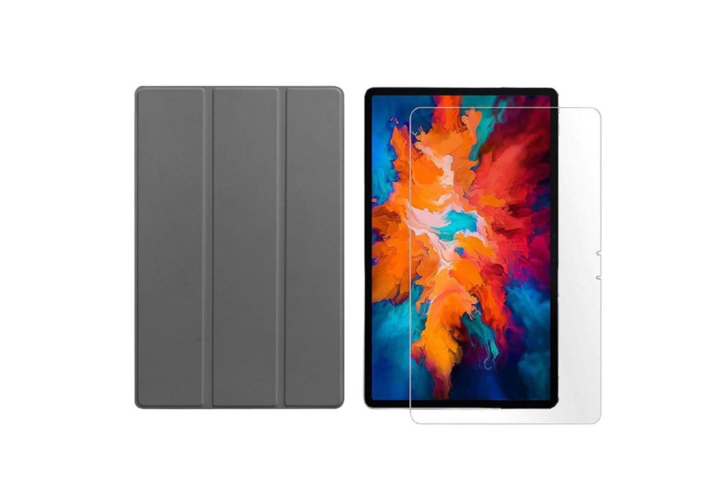 Lobwerk Tablet-Hülle 2in1 Set (Hülle + Glas) für Lenovo Tab P11 2021 TB-J606F TB-J606X 11, Wake & Sleep Funktion, Sturzdämpfung, Aufstellfunktion von Lobwerk