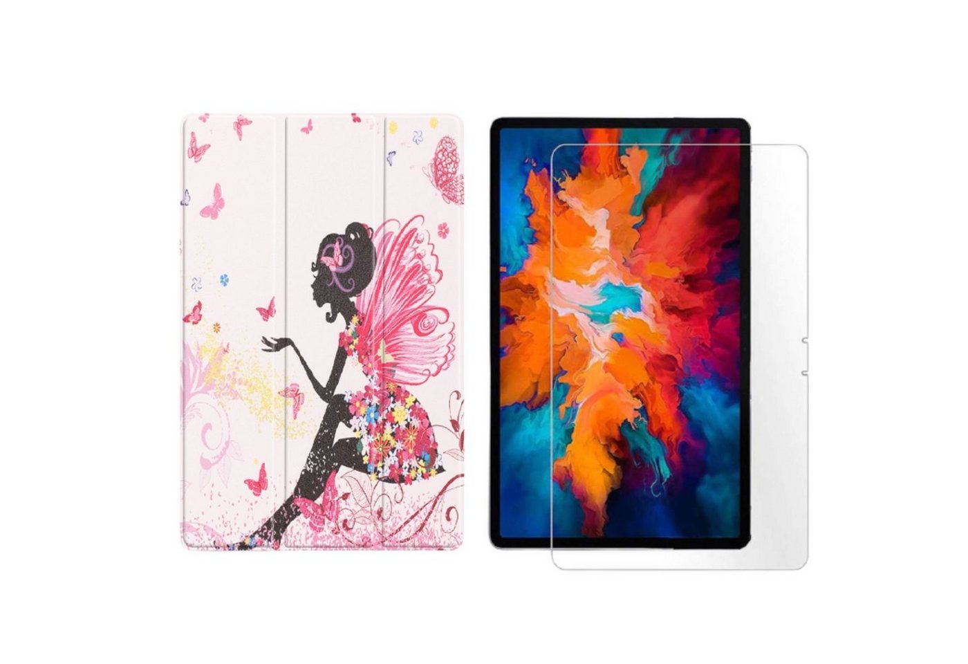 Lobwerk Tablet-Hülle 2in1 Set (Hülle + Glas) für Lenovo Tab P11 2021 TB-J606F TB-J606X 11, Wake & Sleep Funktion, Sturzdämpfung, Aufstellfunktion von Lobwerk