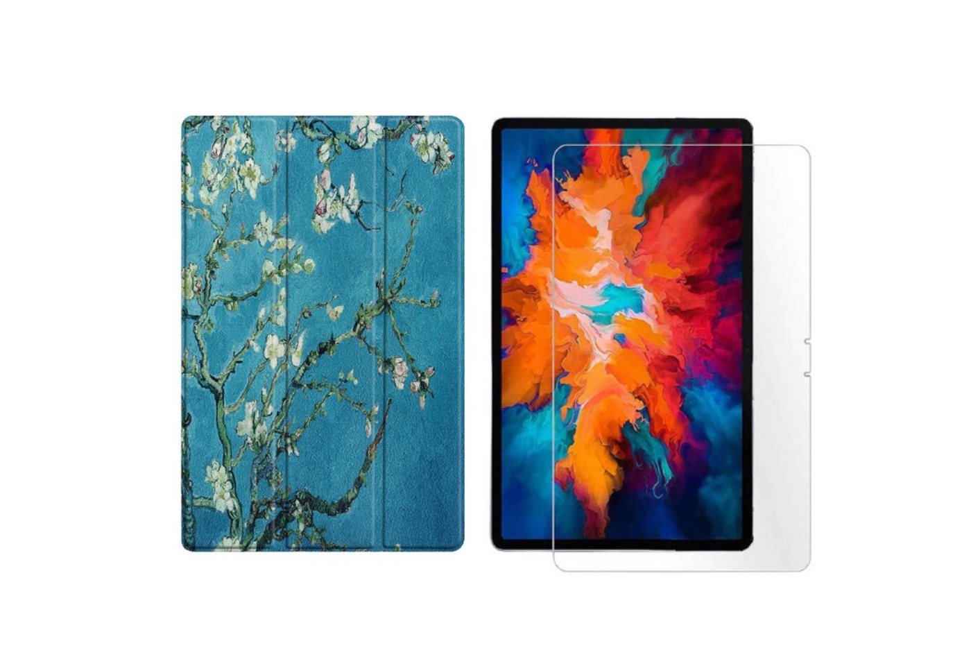 Lobwerk Tablet-Hülle 2in1 Set (Hülle + Glas) für Lenovo Tab P11 2021 TB-J606F TB-J606X 11, Wake & Sleep Funktion, Sturzdämpfung, Aufstellfunktion von Lobwerk