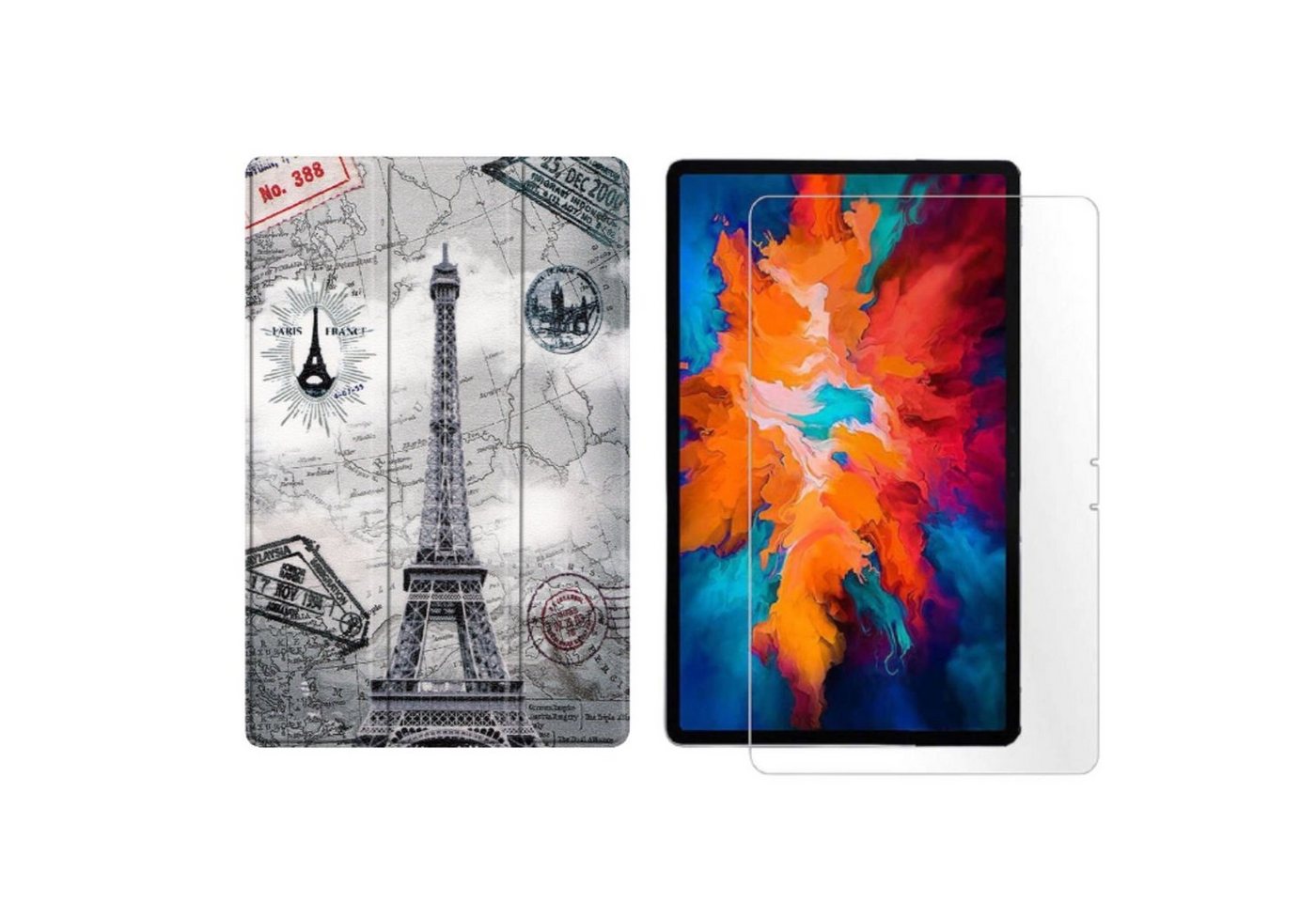Lobwerk Tablet-Hülle 2in1 Set (Hülle + Glas) für Lenovo Tab P11 2021 TB-J606F TB-J606X 11, Wake & Sleep Funktion, Sturzdämpfung, Aufstellfunktion von Lobwerk