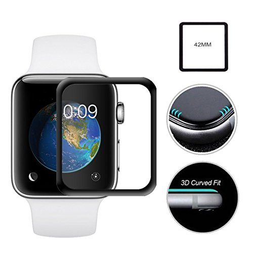 Schutzglas für Apple Watch 42mm transparenter 9H Displayschutz blasenfrei gehärtetes Glas von Lobwerk