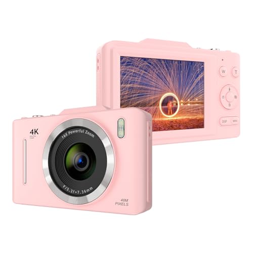 LOCADENCE 4K Digitalkamera, 48MP 16X Zoom Tragbare Digitale Videokamera in LED Blitz, 2,8 Zoll IPS Bildschirm Anti Shake Kompakt Reisekamera für Jugendliche Erwachsene Anfänger (Rosa) von Locadence