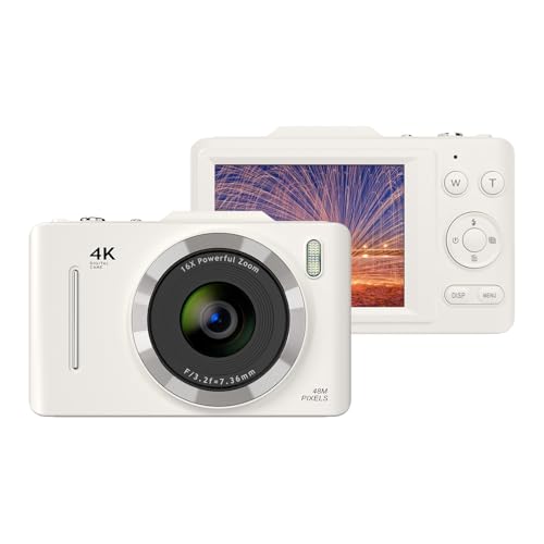 LOCADENCE 4K Digitalkamera, 48MP 16X Zoom Tragbare Digitale Videokamera in LED Blitz, 2,8 Zoll IPS Bildschirm Anti Shake Kompakt Reisekamera für Jugendliche Erwachsene Anfänger (Weiß) von Locadence