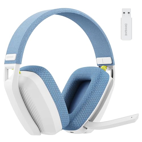 Locadence BW06 Wireless Gaming Headset, 2,4 G BT Dual Modi Über Ohrhörer Kopfhörern mit Rauschunterdrückungsmikrofon, Leichtes Headset für Laptop Mobile (Weißblau) von Locadence