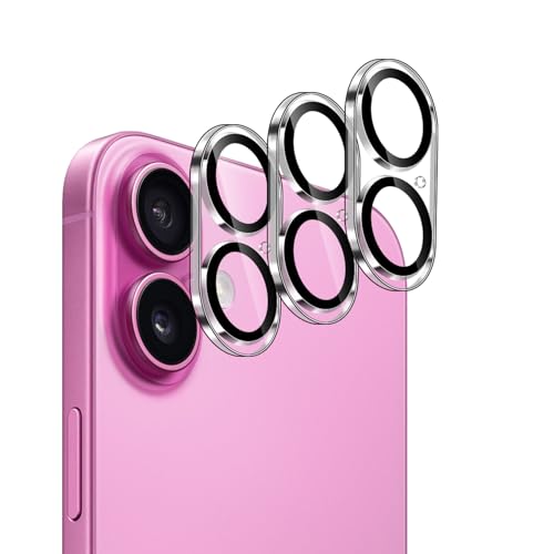 Locofun Kamera Schutzfolie für iPhone 16 / iPhone 16 Plus 5G für Panzerglas, [3 Stück] 9H Härte Panzer Schutz Folie Kameraschutz, Anti-Kratzen Kamera Folie HD Klar Linse Schutzglas-Schwarz von Locofun