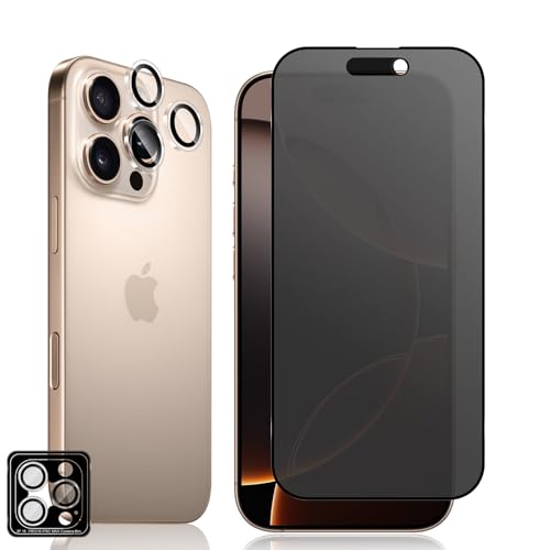 Locofun Matt Sichtschutz für iPhone 16 Pro Max 6.9" 5G für Panzerglas, Anti Spy Panzer Matte Glas Schutzfolie mit Kameraschutz [1+1 Stück], 9H Privacy Panzerfolie Schutzglas von Locofun