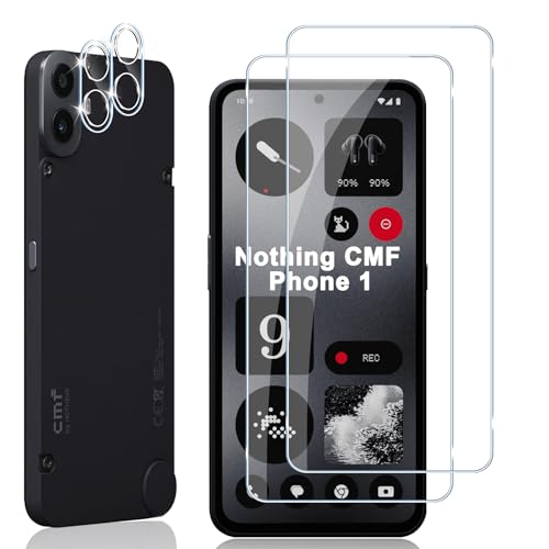 Locofun Schutzfolie für Nothing CMF Phone 1 für Panzerglas, 9H Härte Panzer Schutz Glas und Kameraschutz Folie, [2+2 Stück] Anti-Kratzer Displayschutzfolie Schutzglas von Locofun