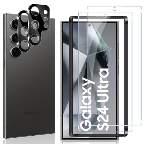 Locofun Schutzfolie für Samsung Galaxy S24 Ultra für Panzerglas, 9H Härte Panzer Schutz Glas und Kameraschutz Panzerfolie [2+2 Stück], Anti-Kratzer Displayschutzfolie Schutzglas von Locofun