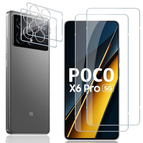 Locofun Schutzfolie für Xiaomi Poco X6 Pro 5G für Panzerglas, 9H Härte Panzer Schutz Glas und Kameraschutz Panzerfolie [2+2 Stück], Anti-Kratzer Displayschutzfolie Schutzglas von Locofun