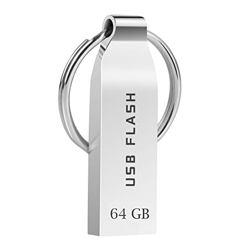 Locpof USB Stick 64GB Speicherstick Wasserdichter Memory Stick mit Schlüsselanhänger Metall USB-Stick Datenspeicher USB-Flash-Laufwerk für PC Laptop Tablet von Locpof