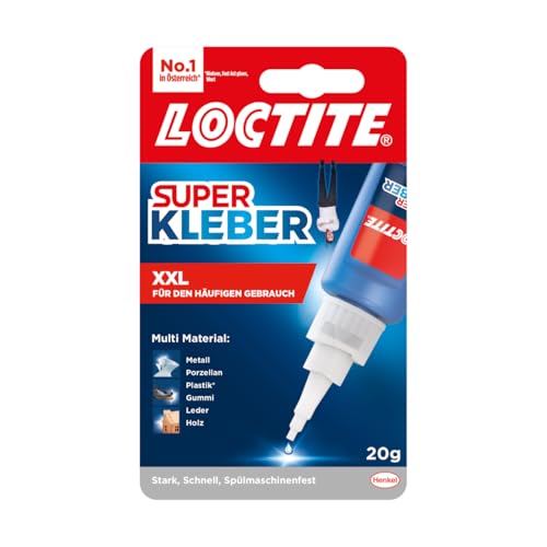 Loctite Superkleber flüssig XXL, spülmaschinenfester Superkleber für viele Sofortreparaturen, schnelltrocknender farbloser Flüssigkleber, 1 x 20 g von Loctite