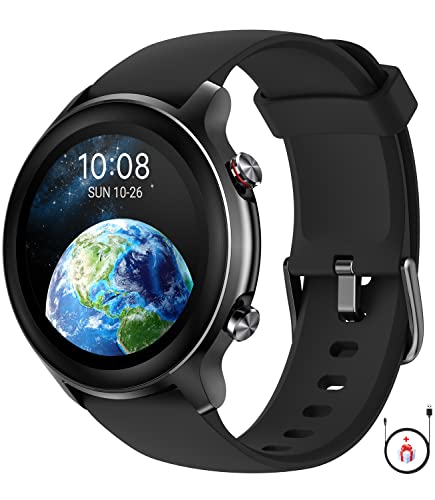 Loddery Smartwatch, Fitnessuhr mit 1,3" HD-Farbbildschirm, Runde Smart Watch mit Überwachung von SpO2, Herzfrequenz, Schlaf, Stress usw. Fitness Tracker für Damen Herren kompatibel iOS Android von Loddery