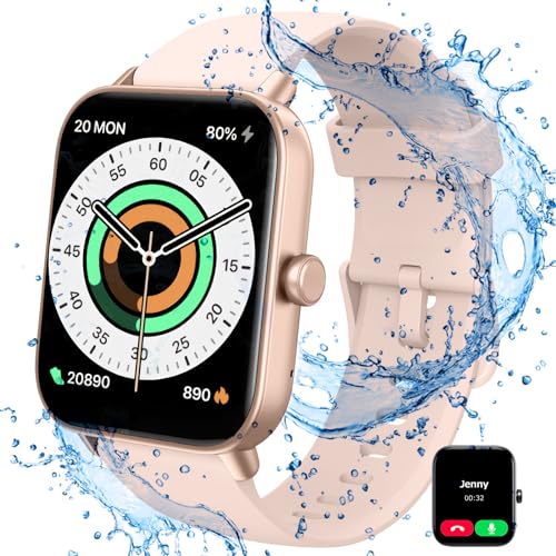 Loddery Smartwatch Damen mit Telefonfunktion 1,85" Touchscreen Fitnessuhr mit Alexa IP68 Wasserdicht Smart Watch Integriertem Schrittzähler Pulsmesser, Nachrichtenmeldungen, 100+ Sportmodi von Loddery