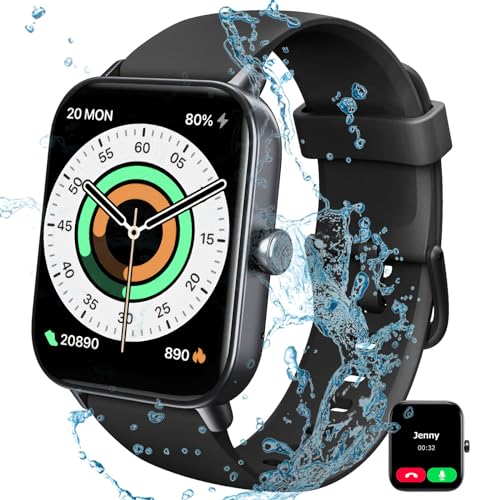 Loddery Smartwatch Herren mit Telefonfunktion 1,85" Touchscreen Fitnessuhr mit Alexa IP68 Wasserdicht Smart Watch Integriertem Schrittzähler Pulsmesser, Nachrichtenmeldungen, 100+ Sportmodi von Loddery