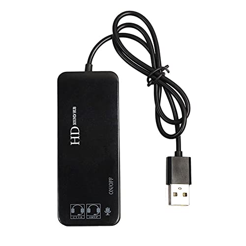 Lodokdre 3 Port USB 2.0 Hub Externer 7.1 Soundkarte Headset Mikrofon Adapter für PC schwarz von Lodokdre