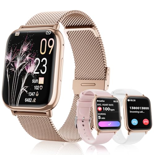 Loekneue New Smartwatch Damen mit Telefonfunktion 1.83" HD Tocuh Uhr mit Menstruationszyklus Schlafüberwachung SpO2 Pulsuhr IP68 Fitness-Überwachung Schrittzähler Android IOS (Rosa) von Loekneue