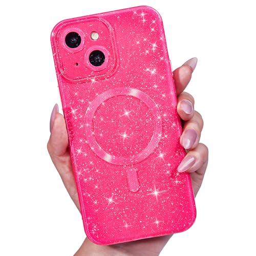 LoeoeL Schutzhülle für iPhone 13 Mini, Glitzer, magnetisch, kompatibel mit Magsafe-Handyhülle für Frauen, mädchenhaft, niedlich, glänzend, helles TPU, Neon-Pink LoeoeL Schutzhülle für iPhone 13 Mini, Glitzer, magnetisch, kompatibel mit Magsafe-Handyhülle für Frauen, mädchenhaft, niedlich, glänzend, helles TPU, Neon-Pink von LoeoeL