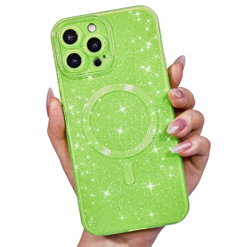 LoeoeL Glitzer-Schutzhülle für iPhone 14 Pro Max, kompatibel mit Magsafe, glitzernde magnetische Handyhülle, funkelnd, glänzend, trendiges Design, ästhetisches Silikon, Mag-Safe für Frauen, Neongrün LoeoeL Glitzer-Schutzhülle für iPhone 14 Pro Max, kompatibel mit Magsafe, glitzernde magnetische Handyhülle, funkelnd, glänzend, trendiges Design, ästhetisches Silikon, Mag-Safe für Frauen, Neongrün von LoeoeL