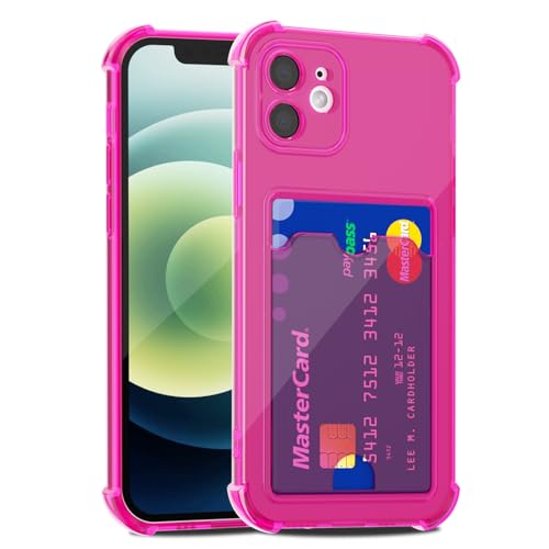 LoeoeL Schutzhülle für iPhone 12 Mini, Brieftasche, Geldbörse für Damen, dünn, schlank, transparent, mit Kartenfach, Kreditkartenfach, transparent, weiches TPU-Silikon, mit Kameraschutz, Neon-Pink LoeoeL Schutzhülle für iPhone 12 Mini, Brieftasche, Geldbörse für Damen, dünn, schlank, transparent, mit Kartenfach, Kreditkartenfach, transparent, weiches TPU-Silikon, mit Kameraschutz, Neon-Pink von LoeoeL