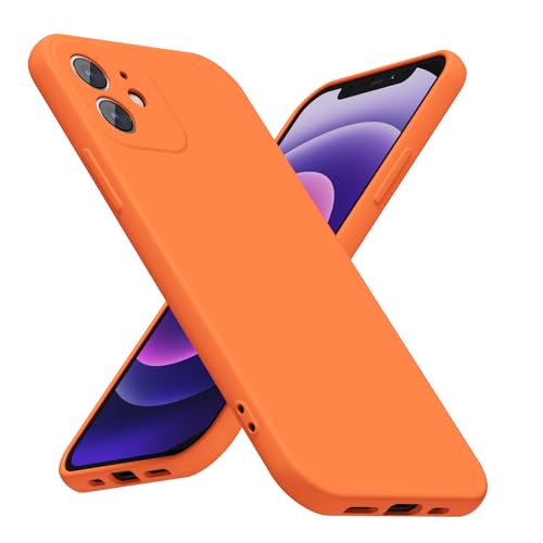 LoeoeL Schutzhülle für iPhone 12 Mini, Flüssigsilikon, weiches Gummi-Gel, elegant, ästhetisch, schlicht, niedlich, dünn, dünn, TPU, matt, einfarbig, glatt, für Damen und Mädchen, Orange von LoeoeL