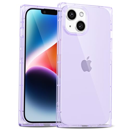 LoeoeL Schutzhülle für iPhone 13 / iPhone 14, S-Quadrat, rechteckig, schmal, dünn, transparent, mädchenhaft, Y2k, süßes Designer-Handyhülle, ästhetisches Design, weiche Silikonhülle, lila Lanvender LoeoeL Schutzhülle für iPhone 13 / iPhone 14, S-Quadrat, rechteckig, schmal, dünn, transparent, mädchenhaft, Y2k, süßes Designer-Handyhülle, ästhetisches Design, weiche Silikonhülle, lila Lanvender von LoeoeL