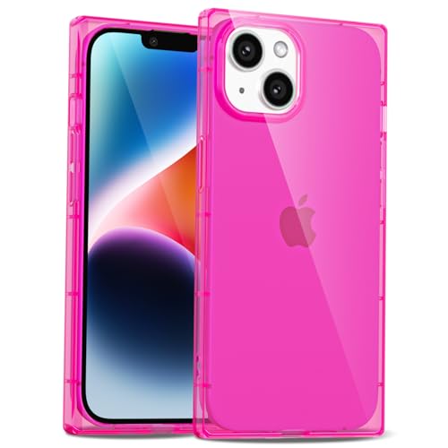 LoeoeL Schutzhülle für iPhone 13 / iPhone 14, rechteckig, schmal, dünn, transparent, mädchenhaft, Y2k, trendiges, ästhetisches Design, weiches Silikon, helles Neonpink LoeoeL Schutzhülle für iPhone 13 / iPhone 14, rechteckig, schmal, dünn, transparent, mädchenhaft, Y2k, trendiges, ästhetisches Design, weiches Silikon, helles Neonpink von LoeoeL