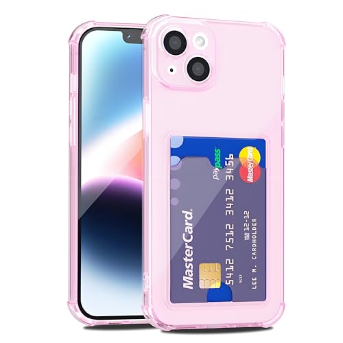 LoeoeL Schutzhülle für iPhone 14, Brieftasche, Geldbörse für Damen, dünn, schlank, transparent, mit Kartenfach, Kreditkartenfach, transparent, weiches TPU-Silikon, mit harter Kamera-Abdeckung von LoeoeL