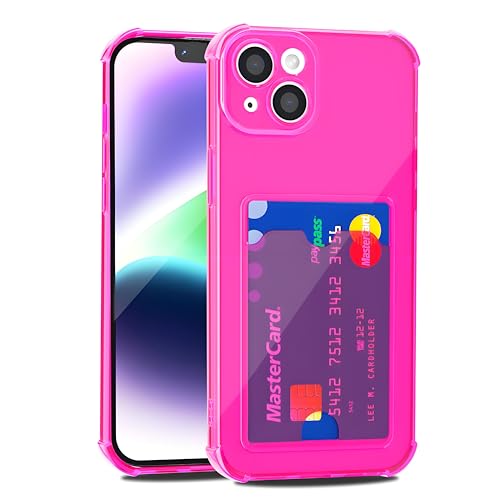LoeoeL Schutzhülle für iPhone 14 Plus, Brieftasche, Geldbörse für Damen, dünn, schlank, transparent, mit Kartenfach, Kreditkartenschlitz, transparent, weiches TPU-Silikon, mit Kameraschutz, Neon-Pink LoeoeL Schutzhülle für iPhone 14 Plus, Brieftasche, Geldbörse für Damen, dünn, schlank, transparent, mit Kartenfach, Kreditkartenschlitz, transparent, weiches TPU-Silikon, mit Kameraschutz, Neon-Pink von LoeoeL